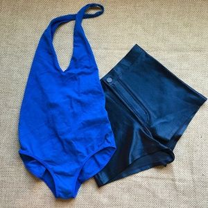 American Apparel Blue Halter Bodysuit